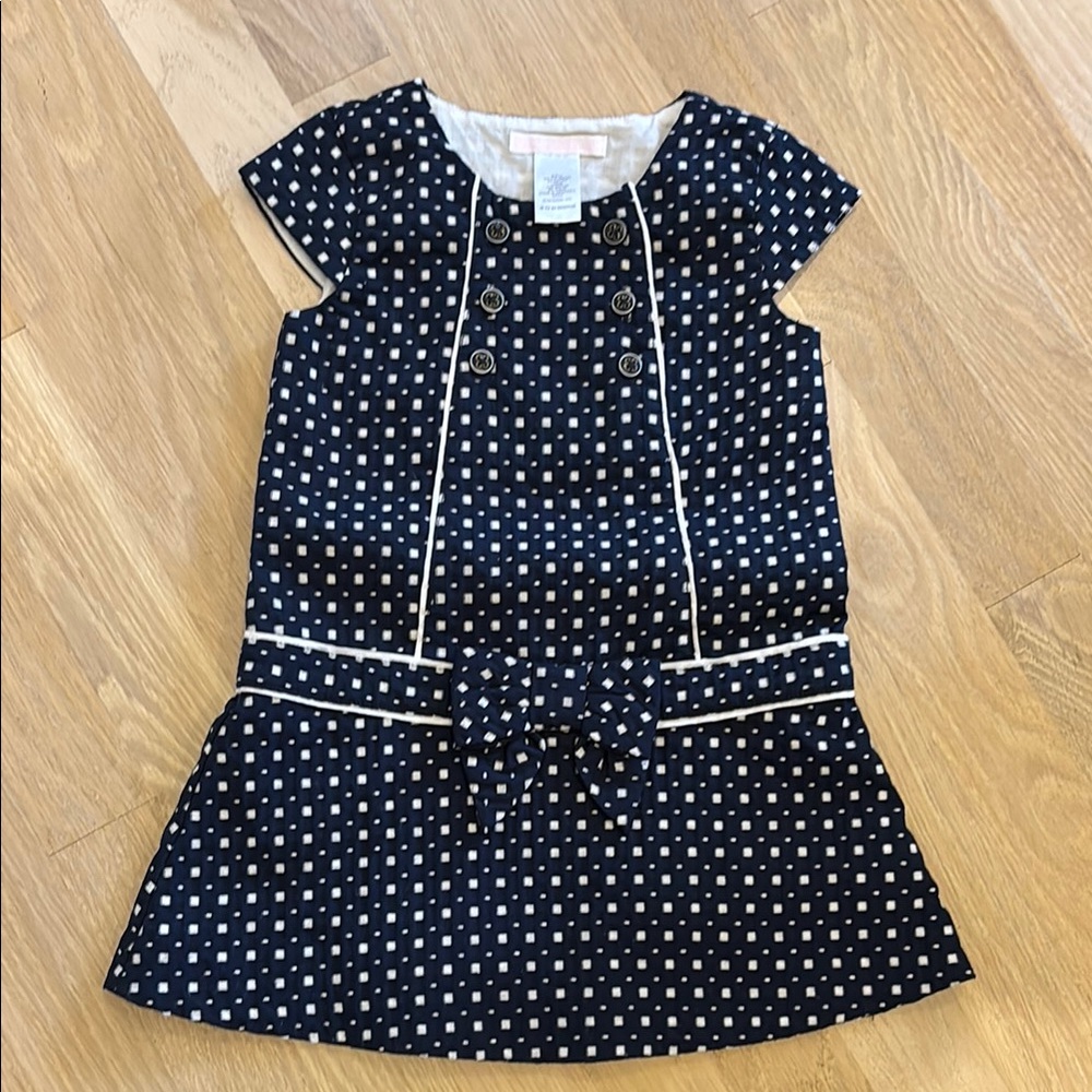 Janie and Jack Navy and White Polka Dot Dress